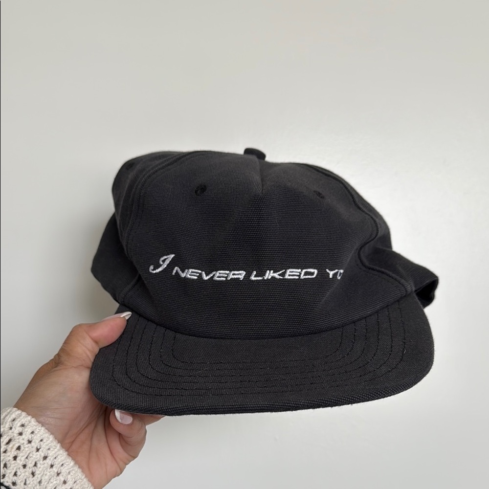 Black Cap with White Embroidery